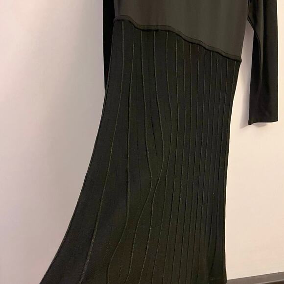 Soft Surroundings Dress XL Black Long Sleeve Midi Pleated Shimmer - Picture 5 of 12